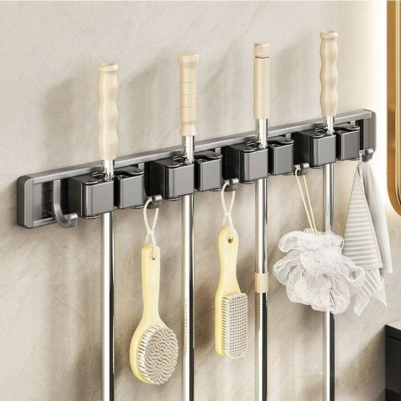 No-drilling mop wall-mounted clip fixed hook clip broom storage rack bathroom bathroom