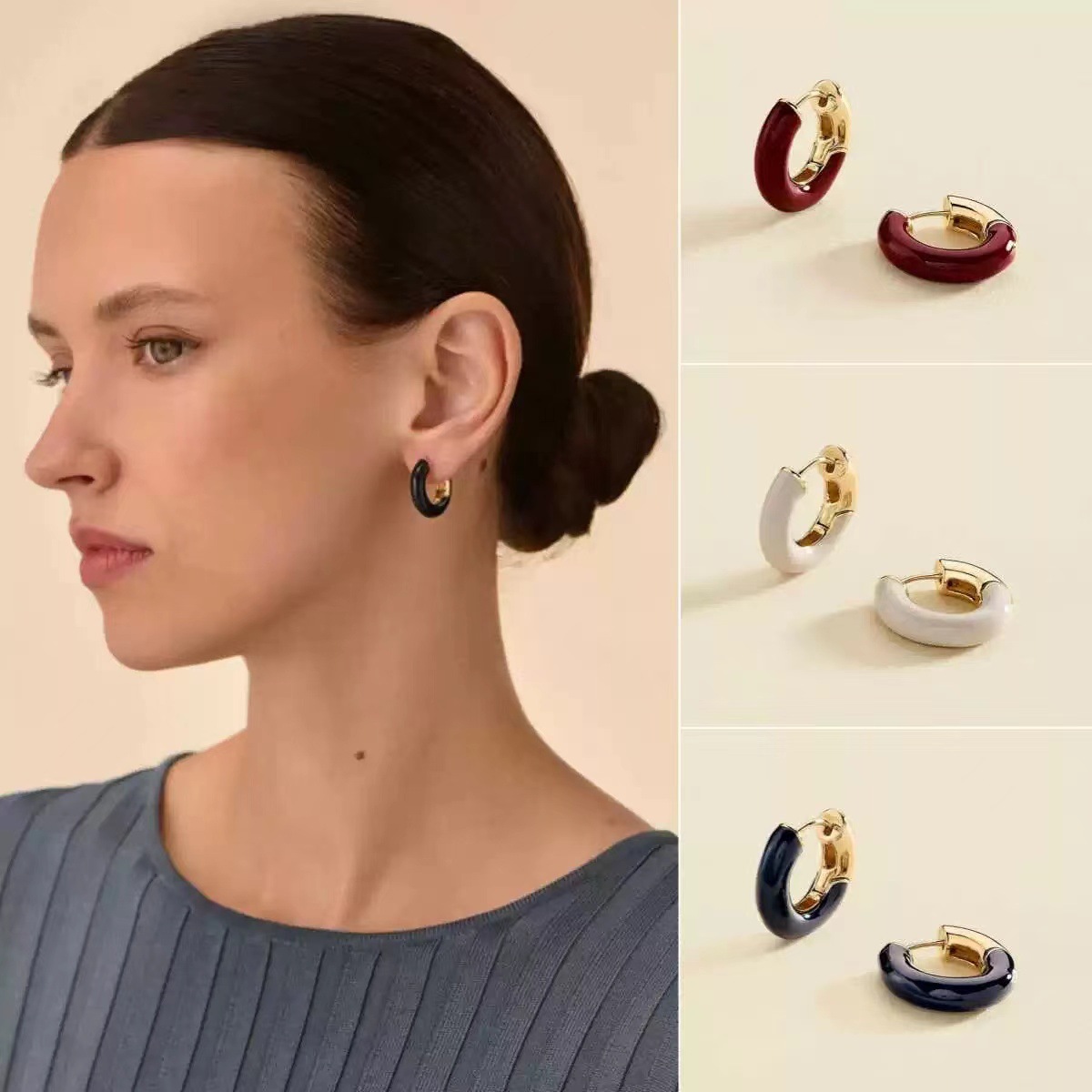 New Enamel Earrings Niche Drip Oil Milad Agatha Rio Series Ear Accessories