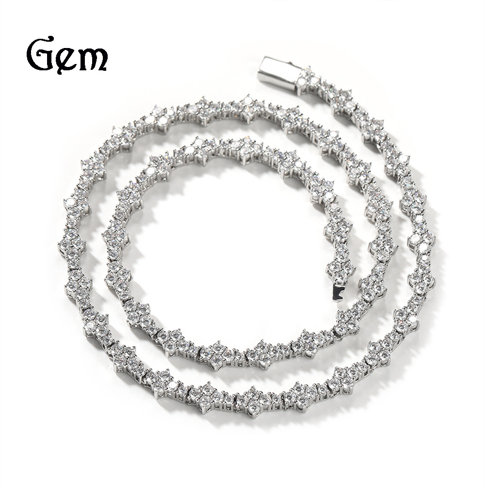 Diamond Hip Hop Necklace Men Rap Spring Buckle Airplane Tennis Chain Accessories