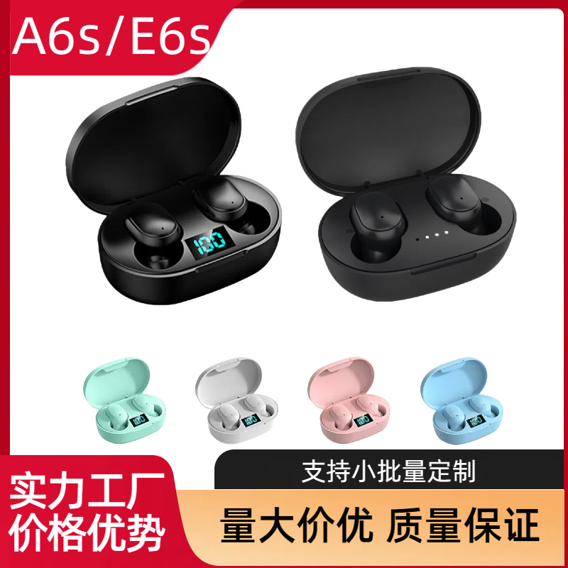 New E6S Bluetooth earphone with long battery life, digital display, in-ear noise-canceling, wireless, large capacity