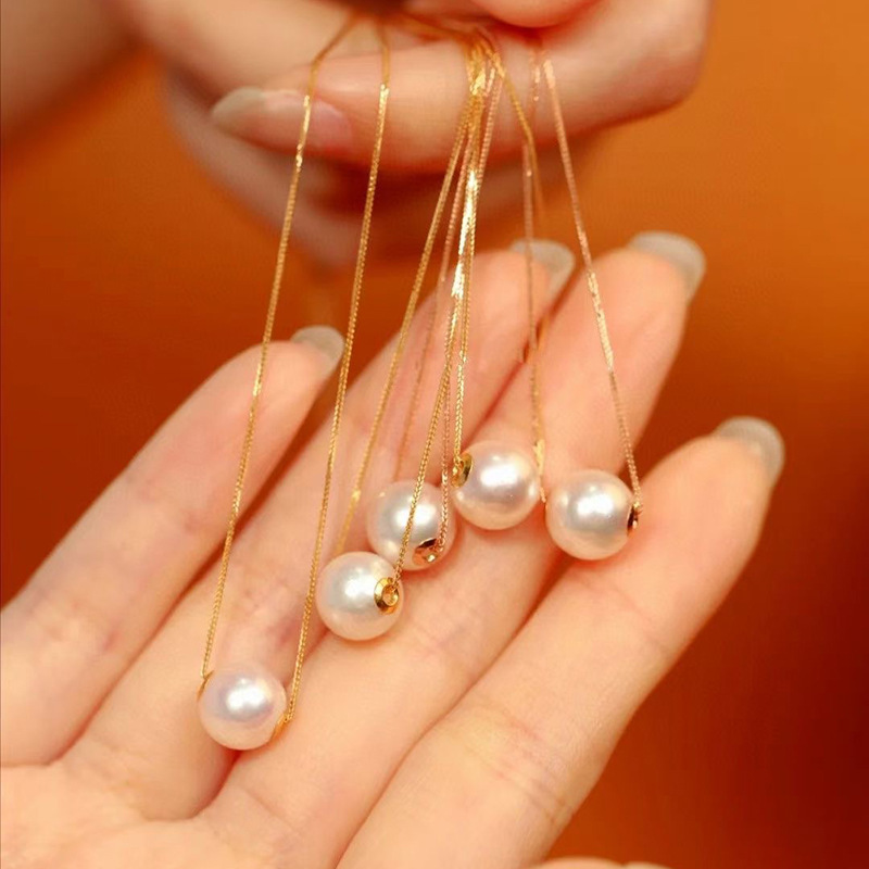 S925 Sterling Silver Single Bead Lulutong Necklace Women Commute Strong Light Natural Freshwater Pearl Pendant Summer