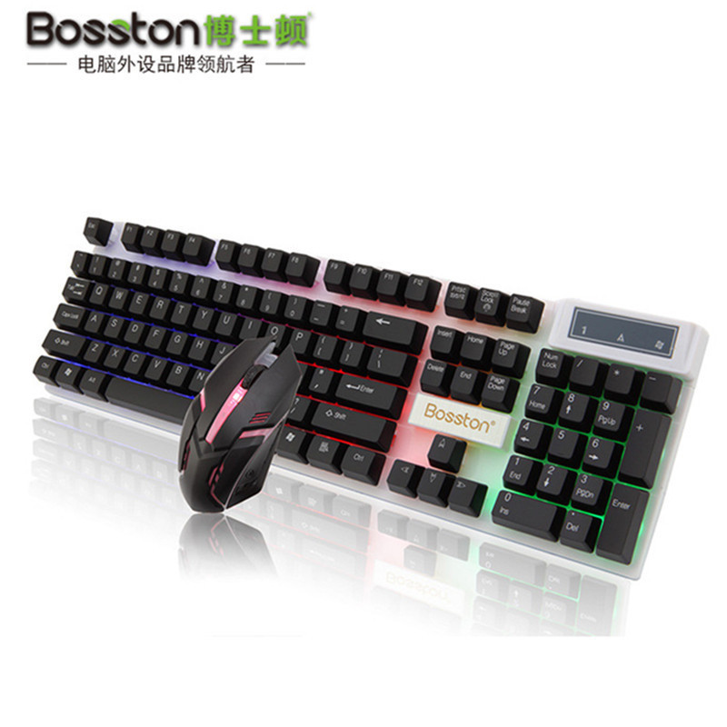 Boston Rainbow Backlit USB Wired Keyboard and Mouse Combo for DIY Assembly