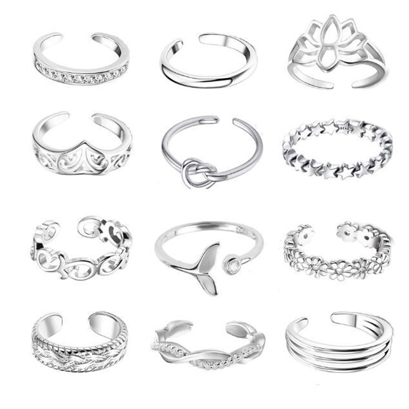 Toe Ring Micro-Set Diamond Lotus Knot Lady Open Toe Ring Joint Toe Ring