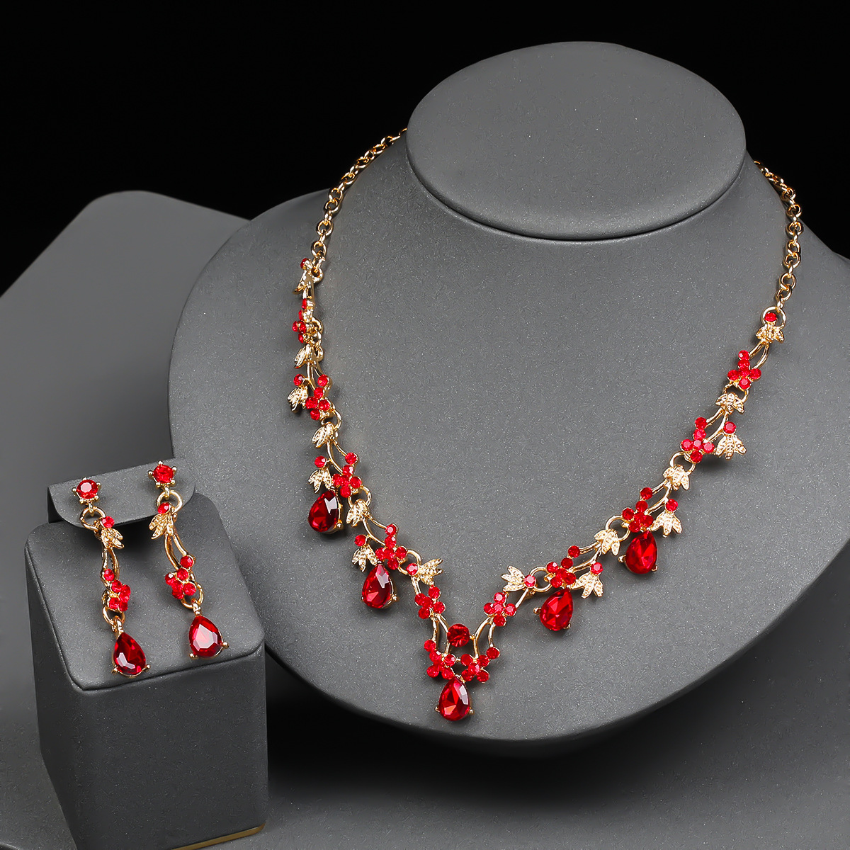 Bride Necklace Earring Set Women Crystal Jewelry Wedding Accessories Wedding Dress Matching