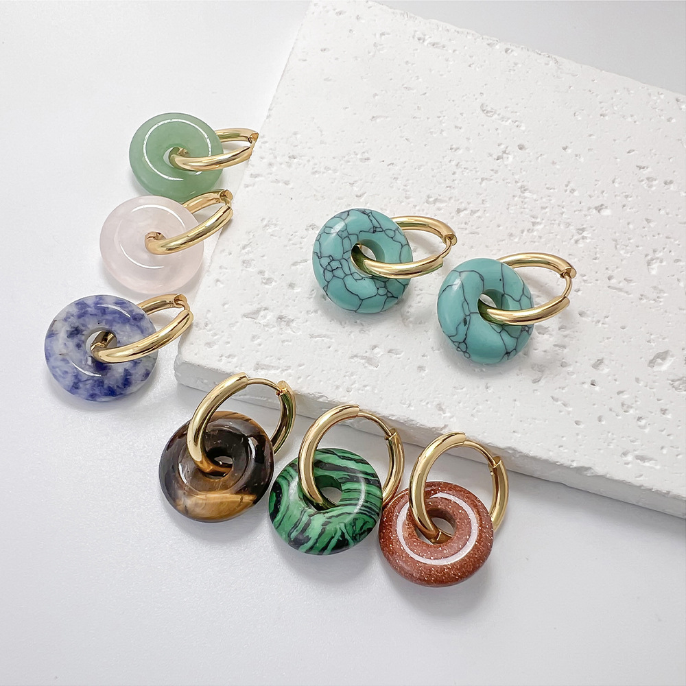 Stainless Steel and Natural Stone "Peace Knot" Hoop Earrings—Simple and Elegant Earrings