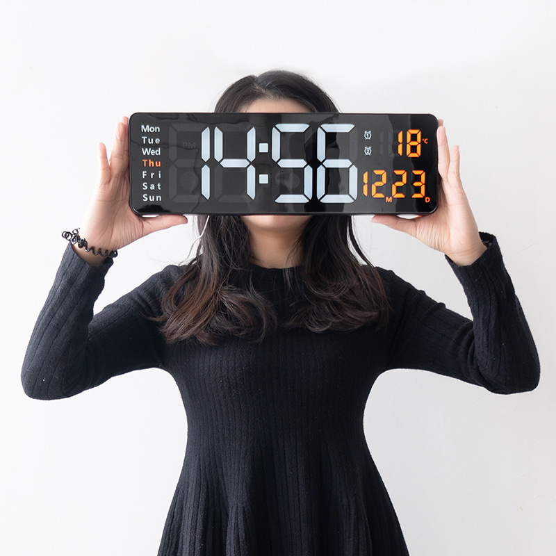 16 Inch Large Screen Function Display Clock Nordic Digital Clock Simple Living Room Wall Clock LED Wall Clock 6626