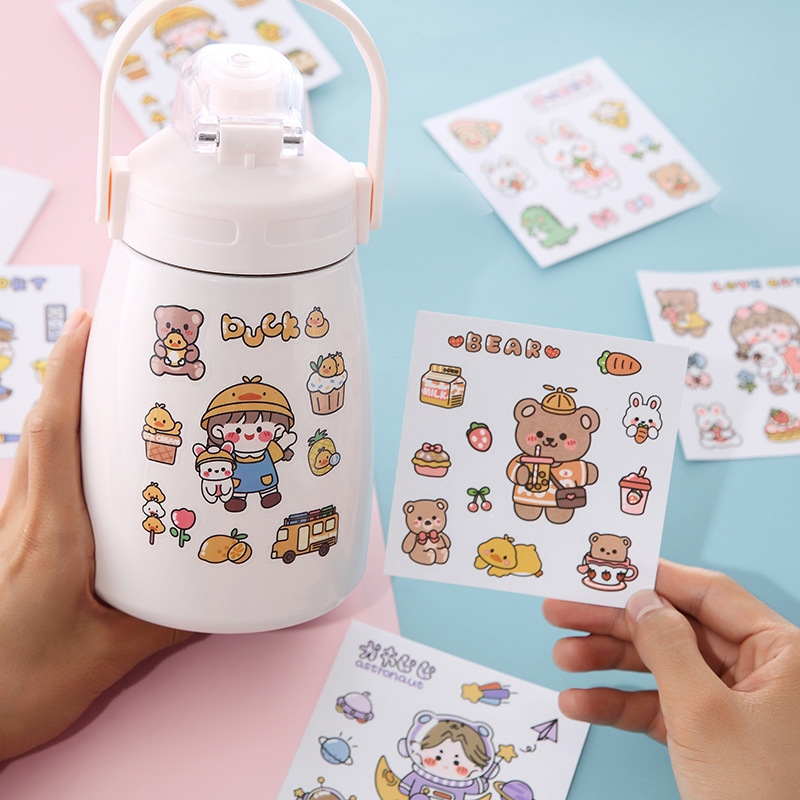 Cute sticker cartoon thermos cup sticker hand account phone sticker student water cup transparent PVC sticker