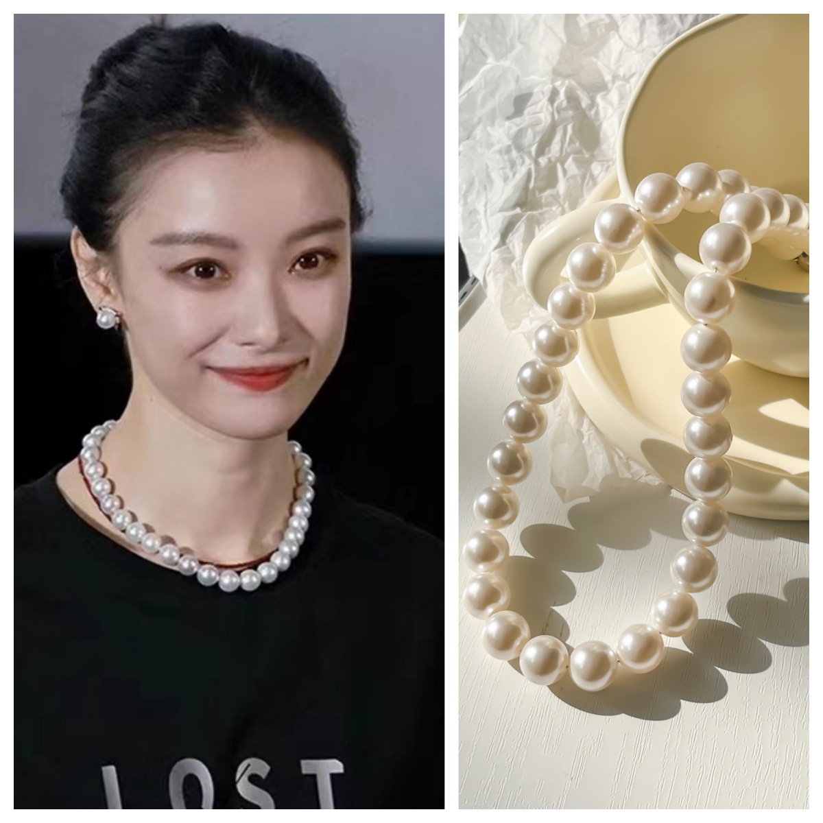 Round strong light pearl necklace for women yuanbao buckle collarbone chain 2025 new