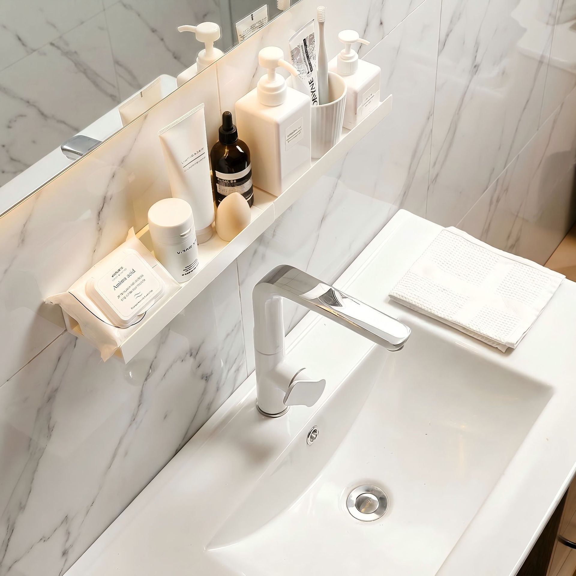 I-shaped shelf ABS material no drilling bathroom storage wall-mounted bathroom sink shelf wholesale