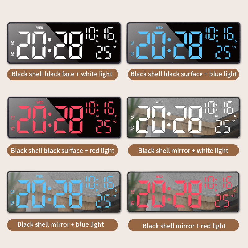 Touch Electronic Clock LED Large Screen Display Battery Plug-in Dual Use