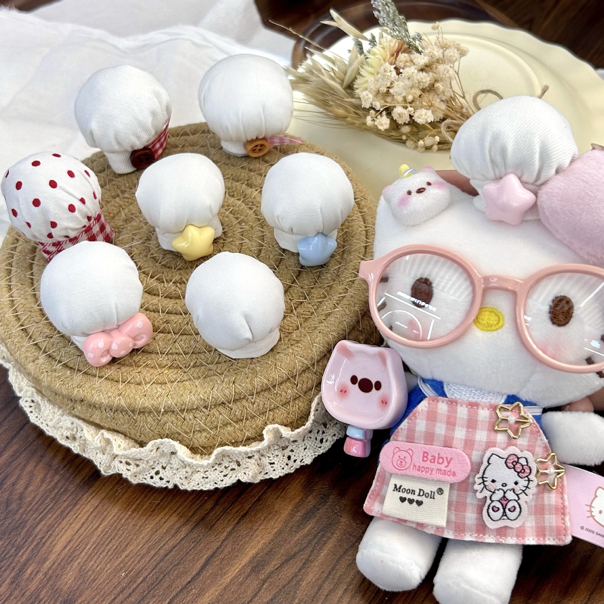 10cm doll clothes chef hat cute chef hat Labubu KT plush doll pendant DIY headwear accessories