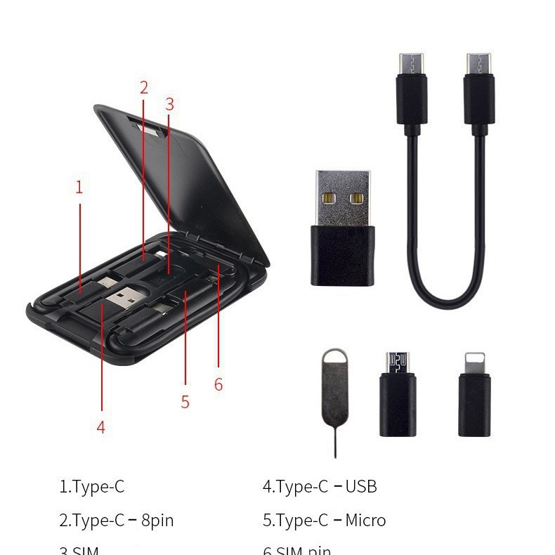 Gift making multi-functional card data cable wheat straw biodegradable set 5-in-1 business card phone charging cable