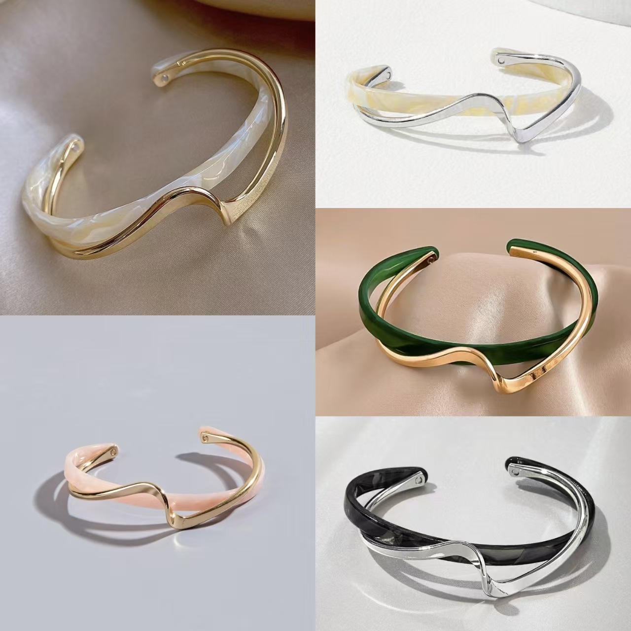 All-eco alloy bracelet - imitation mother-of-pearl open bracelet metal bangle