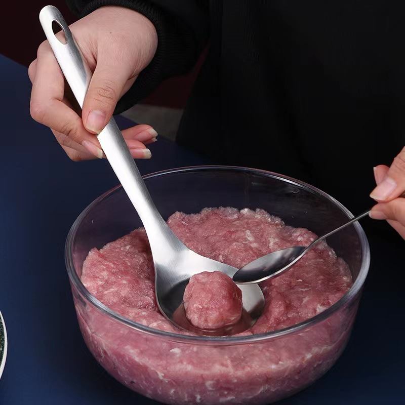 Stainless steel meatball spoon, kitchen household squeezing meatball and fish ball spoon maker, shrimp paste scoop