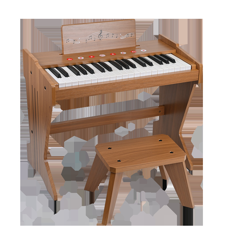 37-Key Multifunctional Wooden 3D Piano Children's Electronic Keyboard Electric Piano Boys and Girls Music Early Education Toy Gift