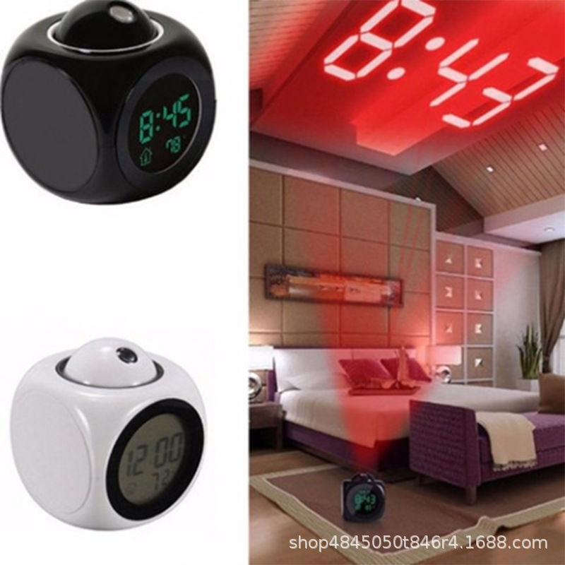2028 Projection Alarm Clock Multifunctional Bedroom Bedside Silent Glow Clock Simple Home Clock Desk Clock