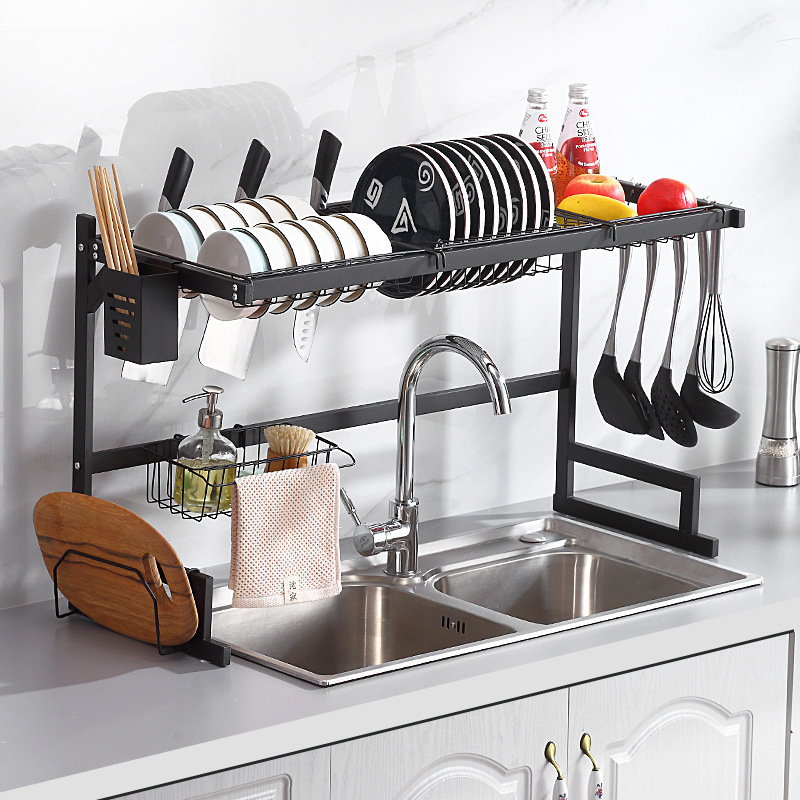 Kitchen multifunctional storage rack countertop chopstick integrated knife storage rack sink vertical draining rack bowl dish rack