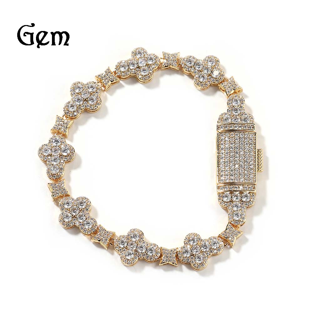 New Simple 10mm Cross Flower Bracelet Micro Inlaid Zircon Sparkling Hand Jewelry