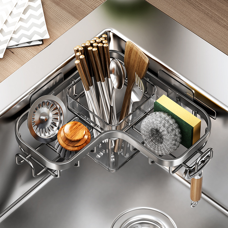 Kitchen Faucet Shelf Sink Dishwashing Basin Drain Basket Multi-functional Sponge Cloth Chopstick Chopstick Tube Storage Rack