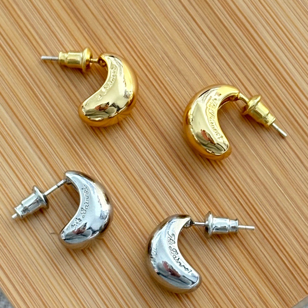 Fever moon earrings for women, 925 silver needle copper plated 18k gold, simple commuter earrings