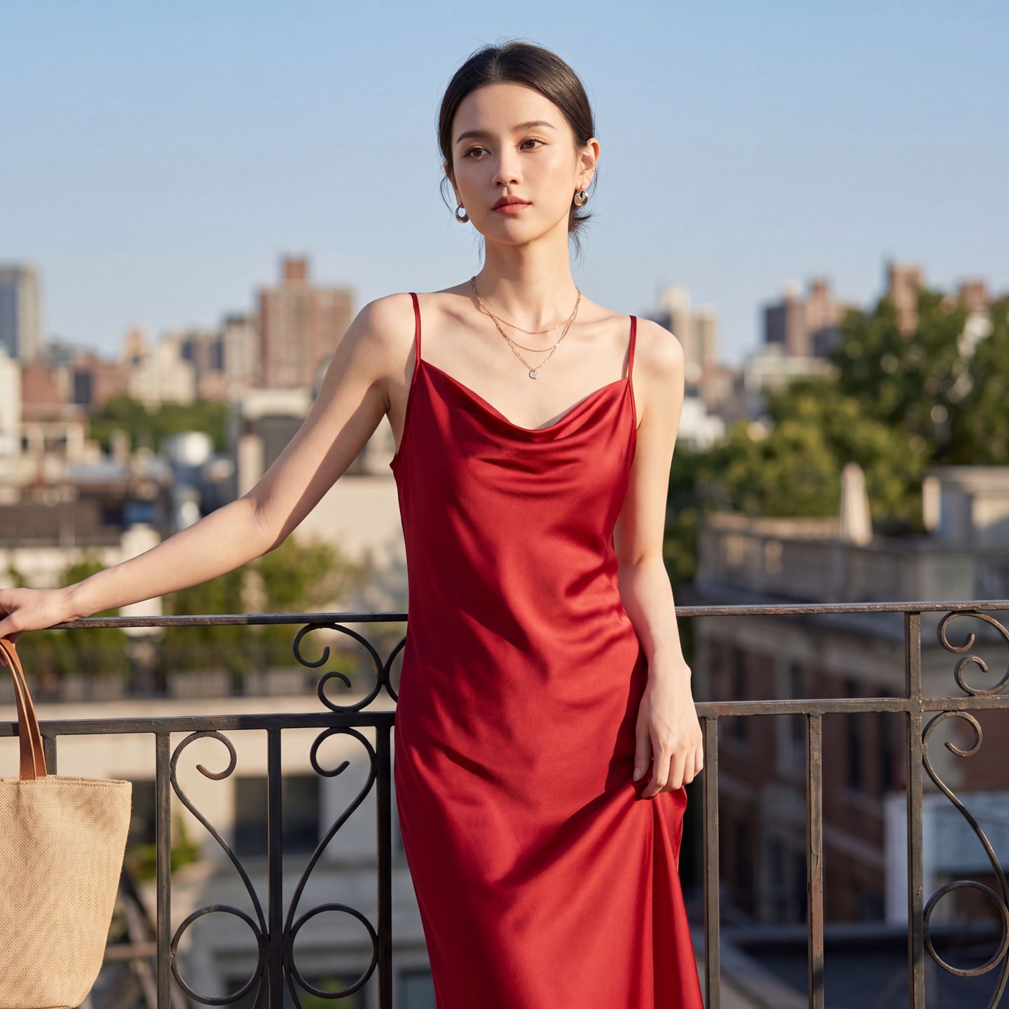 Summer Silk Camisole Dress for Women Cowl Neck Satin Dress Slim Fit Inner Wear Vest Dress