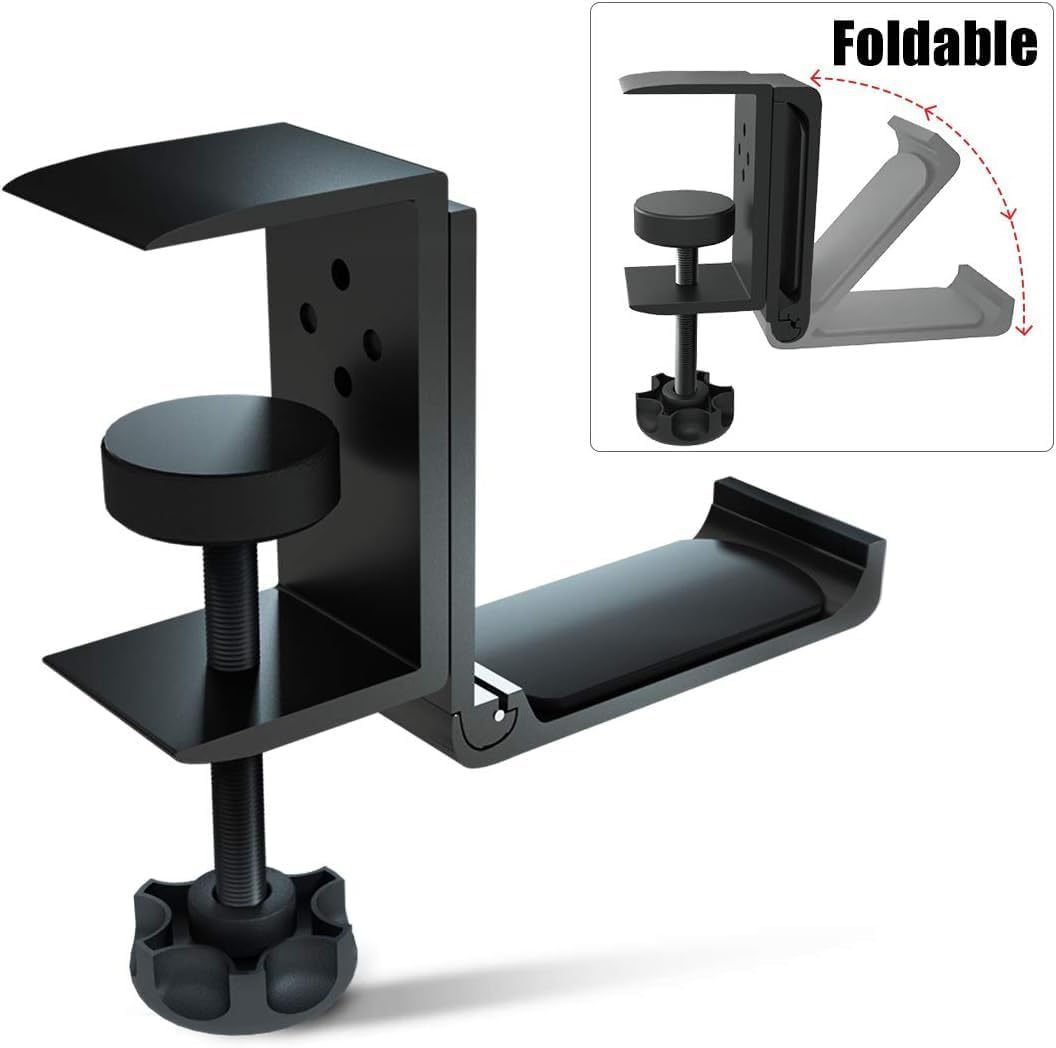 Office desk headphone stand, over-ear headset stand, multifunctional folding aluminum alloy headphone hook