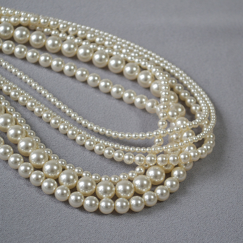 Elegant high-brightness crystal artificial imitation pearl 650 color number delicate soft simple stack necklace锁骨链
