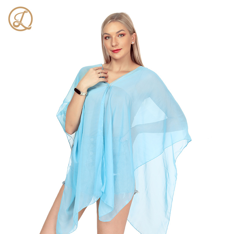Summer New Scarf Solid Color Sun Protection Shawl Live Streaming Imitation Silk Shawl