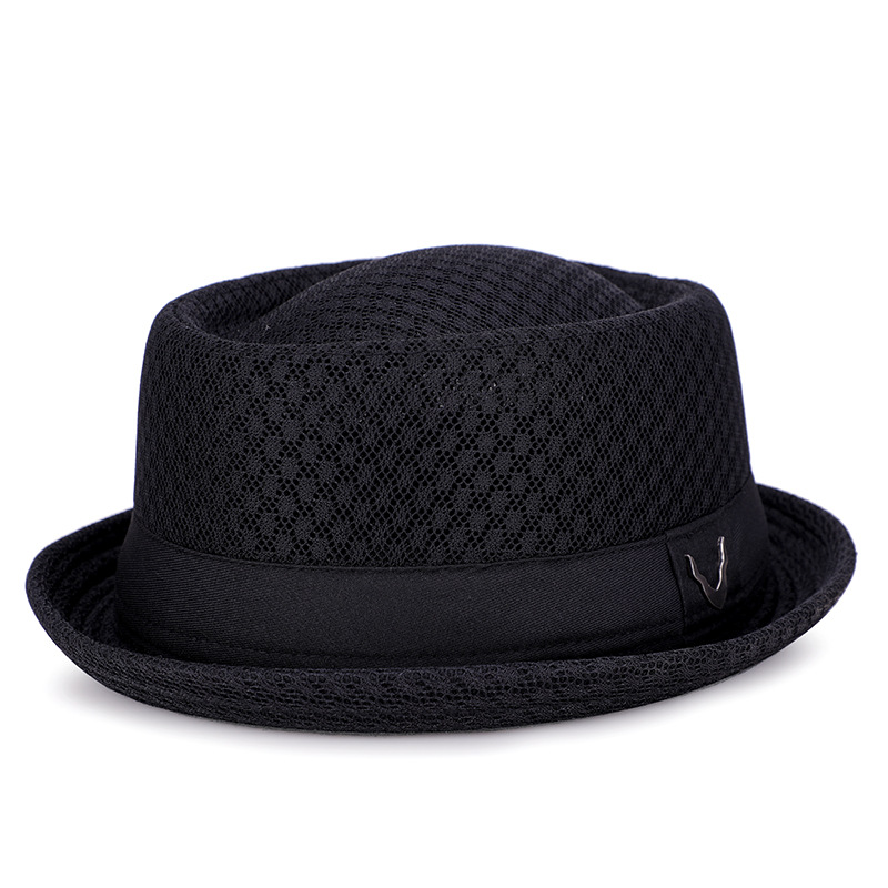British Jazz Hat Breathable Mesh Flat Brim Fedora Foldable Sun Hat