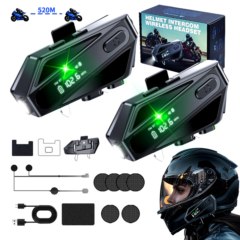 Private mold LED lighting two-person intercom waterproof noise-reducing motorcycle riding helmet Bluetooth headset new C6