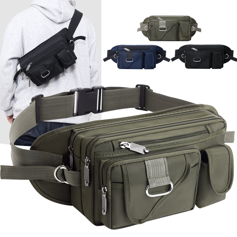 Oxford cloth water-repellent waist bag men's outdoor sports large capacity multifunctional single shoulder crossbody bag chest bag