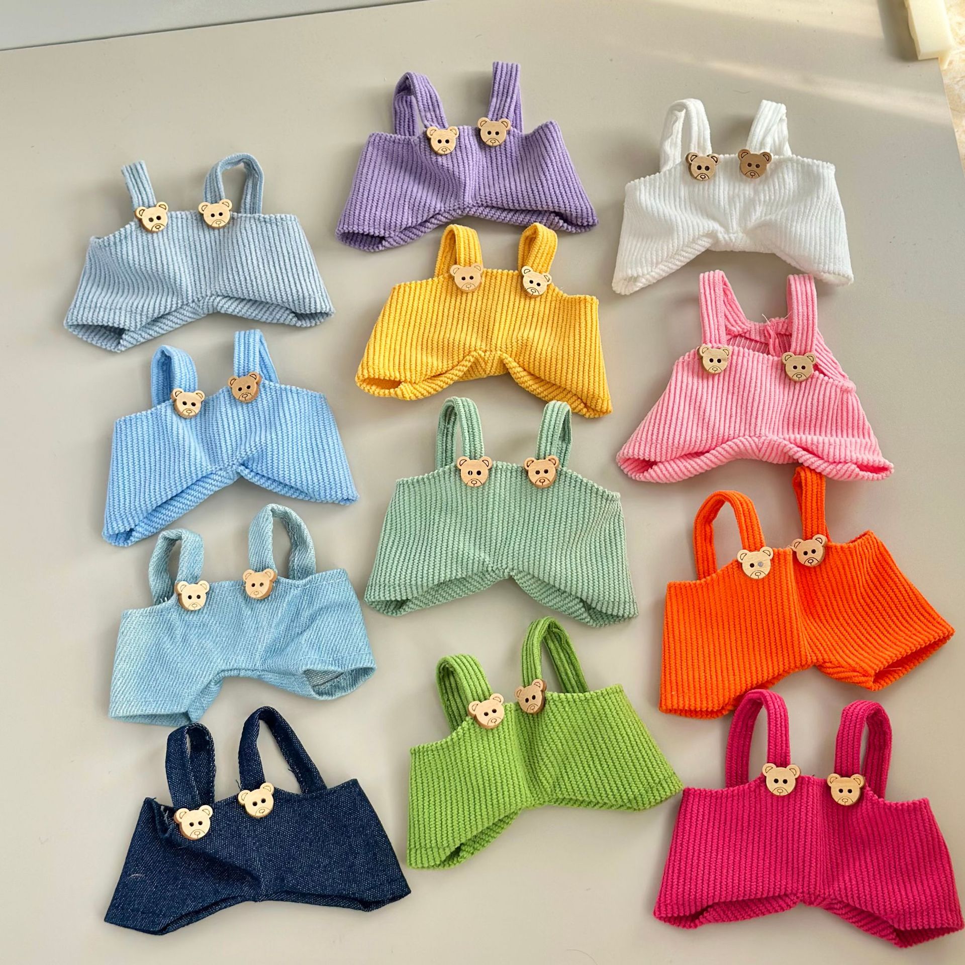 Overalls 10cm pendant doll clothes 15cm dog plush overalls pants cotton doll clothes shorts