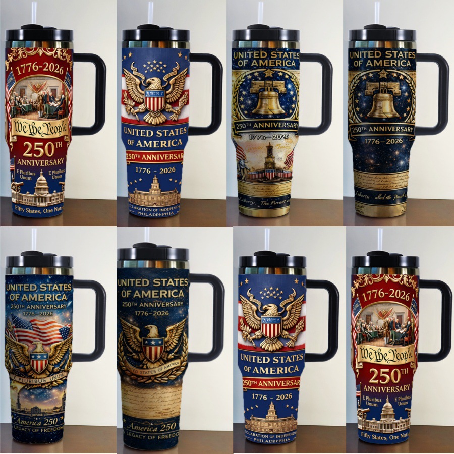 American Independence Day 250th Anniversary 40oz Insulated Tumbler Stainless Steel Cold Cup Car Cup