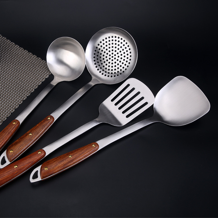 304 stainless steel wood handle kitchen tools, rosewood spatula, soup spoon, colander, kitchen household kitchen tools