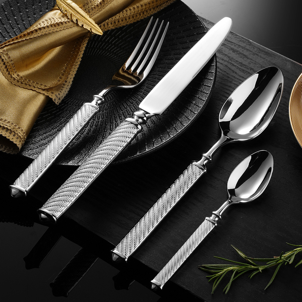 304 stainless steel Roman rope knife fork spoon hotel Western tableware knife fork hotel cutlery steak knife fork spoon set
