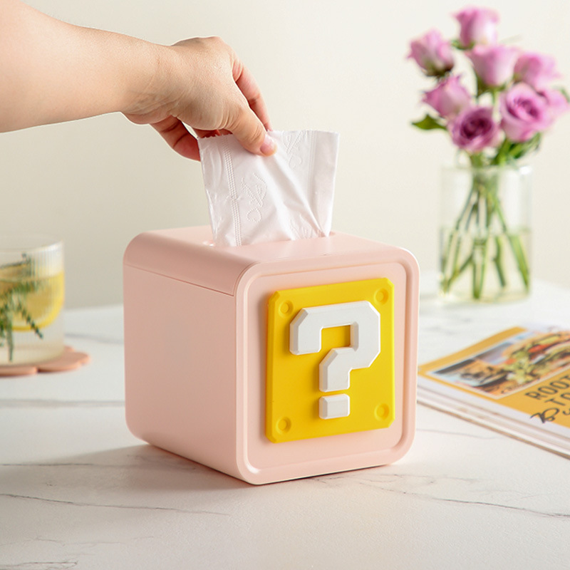 Cute tissue box, tissue holder, simple living room, home use, napkin box, question mark anti-collision sticker decoration