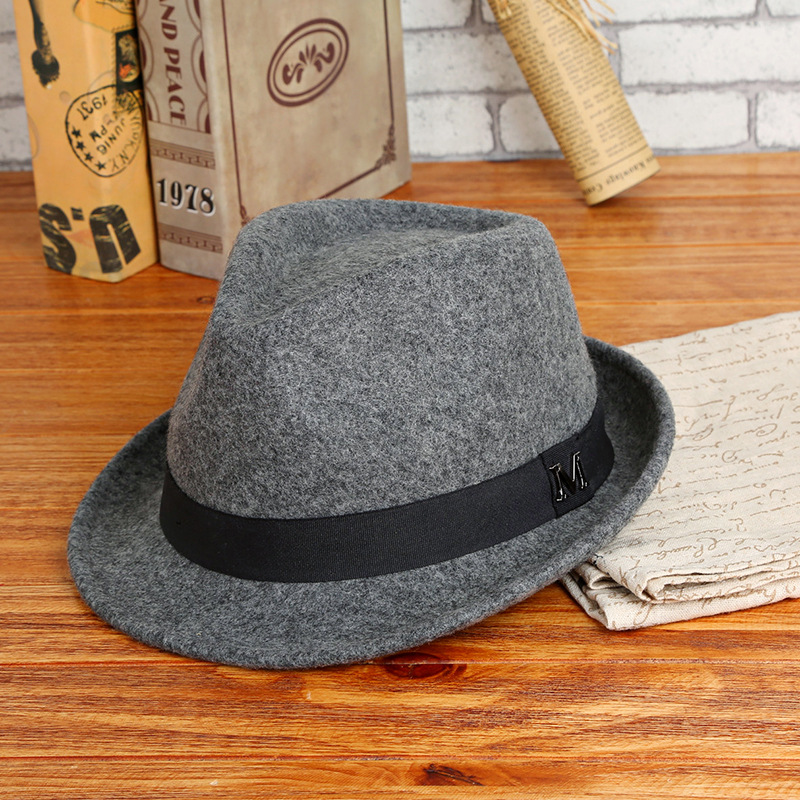 Hat Men's Pure Wool Green Middle-aged and Elderly Small Fedora Autumn/Winter Warm Outdoor British Jazz Hat Direct Wholesale