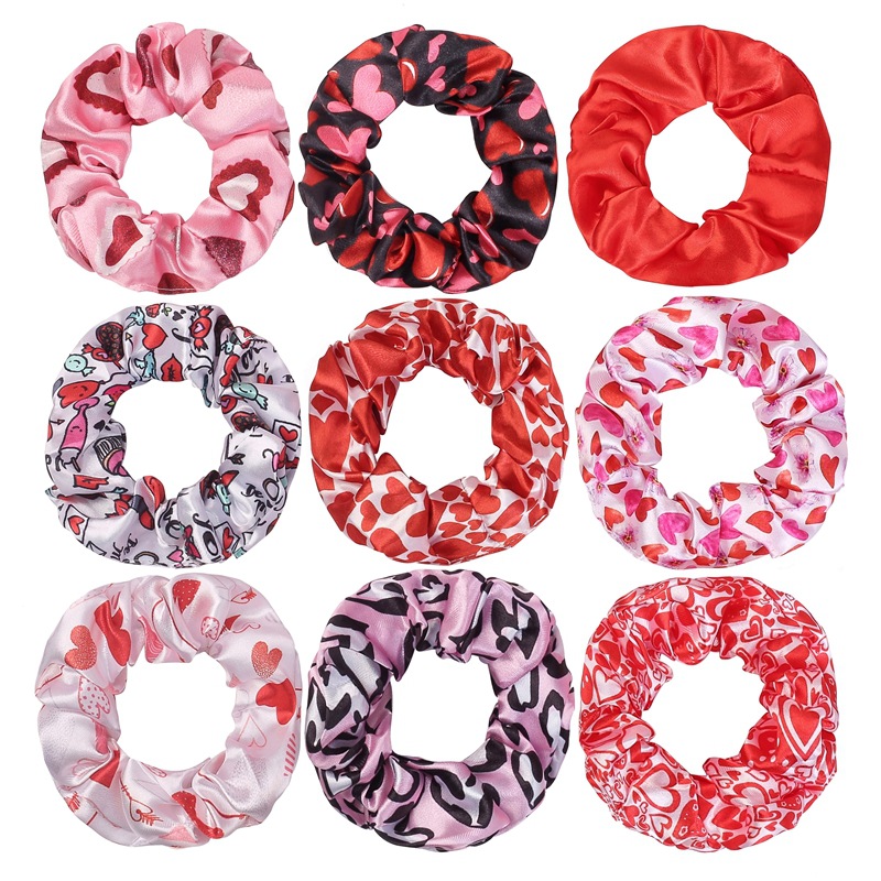 Exclusive Large Scrunchies New Valentine's Day Love Pattern Large Hair Ties Red Love Combination Custom