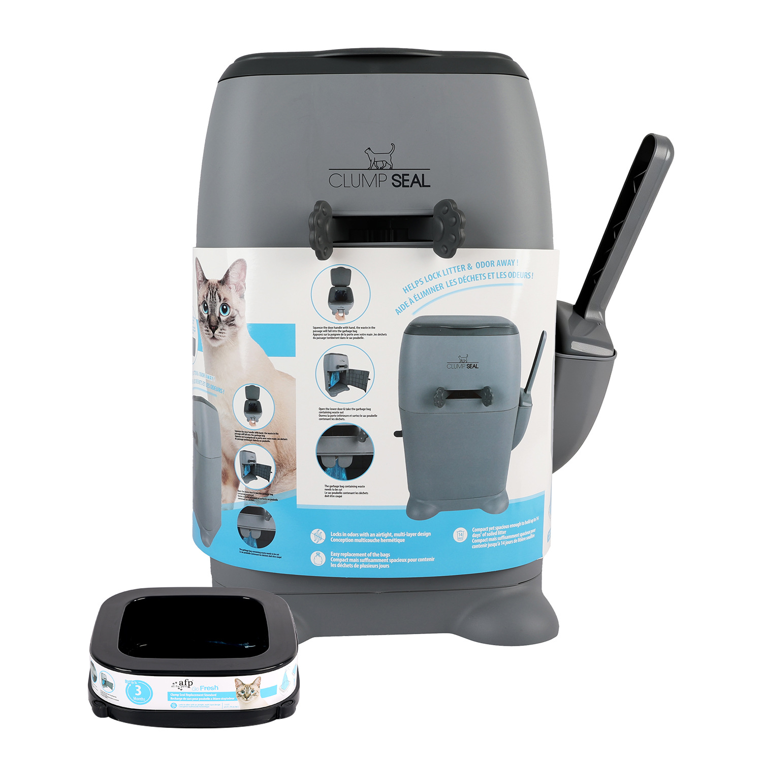 AFP Large Capacity Enclosed Deodorizing Cat Litter Trash Can Cat Poop Scoop Convenient Bag Change Trash Can Pet Supplies