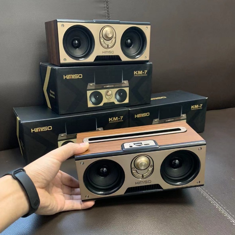 New KM-7 Wooden Wireless Bluetooth Speaker Portable Outdoor Radio Card Insert Bluetooth Audio
