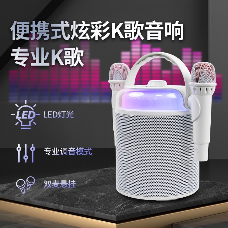 Karaoke Wireless Bluetooth Speaker K Song Microphone All-in-One Home KTV Dual Microphone Chorus Home Microphone Speaker