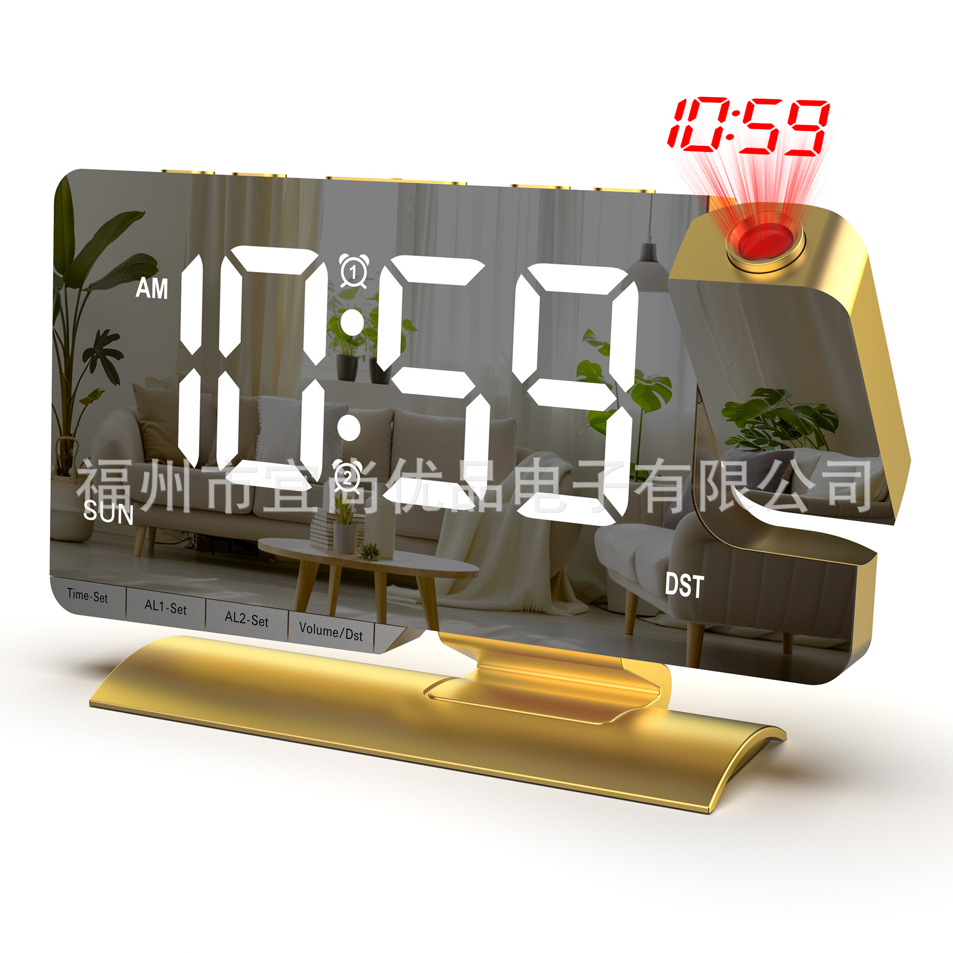 2026 New Large Screen LED Projection Clock Daylight Saving Time Desktop Electronic Clock Week Workday Dual Alarm Clock