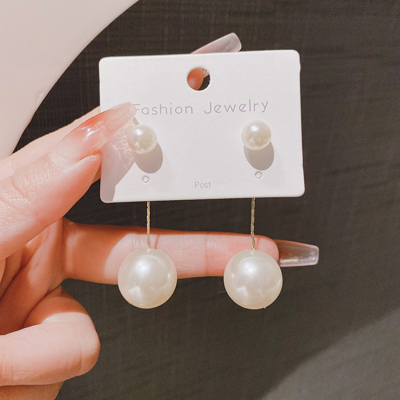 S925 silver needle back-hanging short pearl ear studs earrings 2023 new season ear accessories