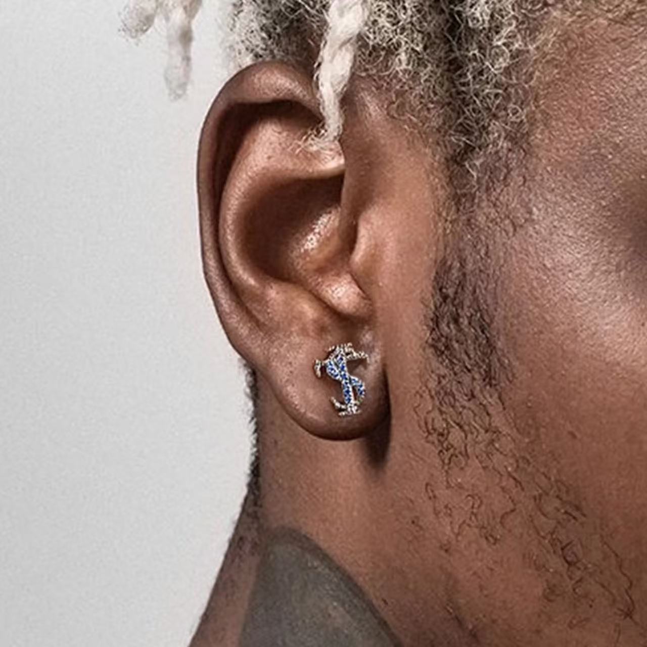 New Hip-Hop Style STK Letter Full Diamond Ear Studs American Street Men's Women's Ear Accessories