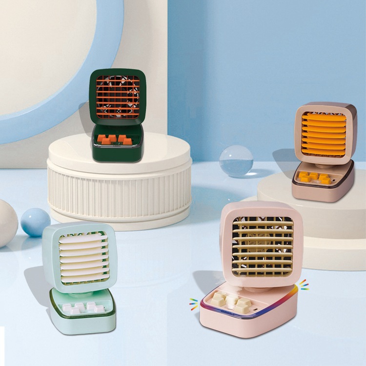 New spray mist fan, cute computer-shaped cooling summer USB rechargeable mini desktop fan