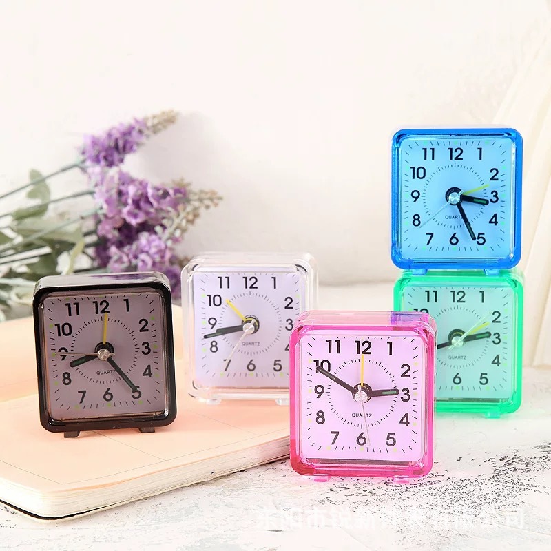 Simple transparent electronic alarm clock children candy color clock student bedroom loud small clock