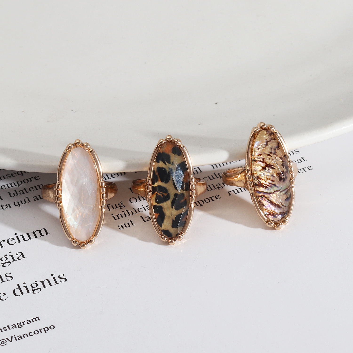 Design Development Wind Accessories Faceted Abalone Shell Exquisite Simple Ring Women