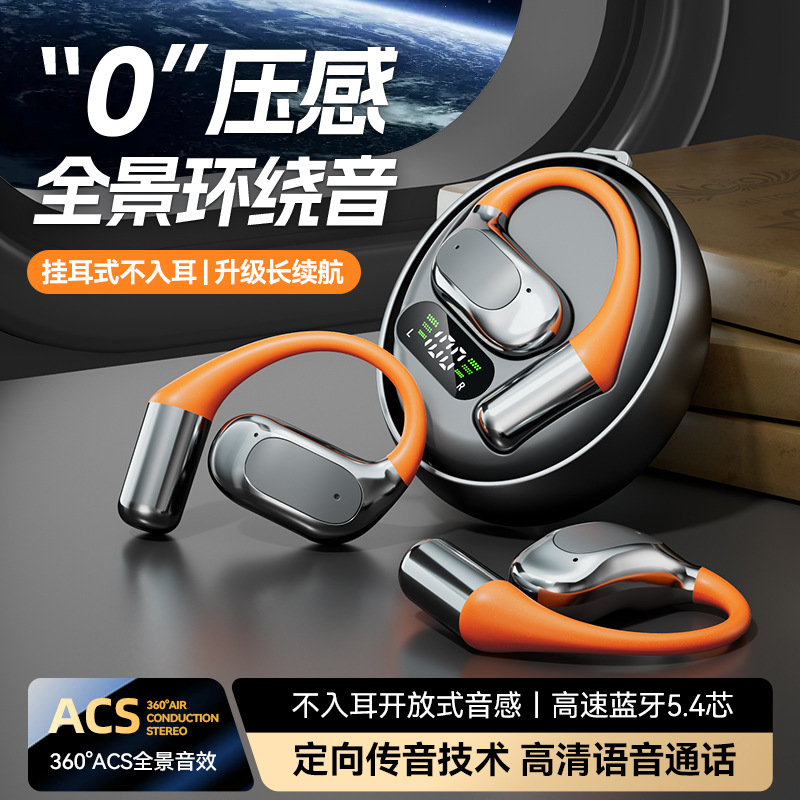2026 New Bluetooth Earphone Rotatable In-Ear Free Ear Hook Bluetooth Earphone Ultra Long Battery Life Huaqiangbei Private Mold