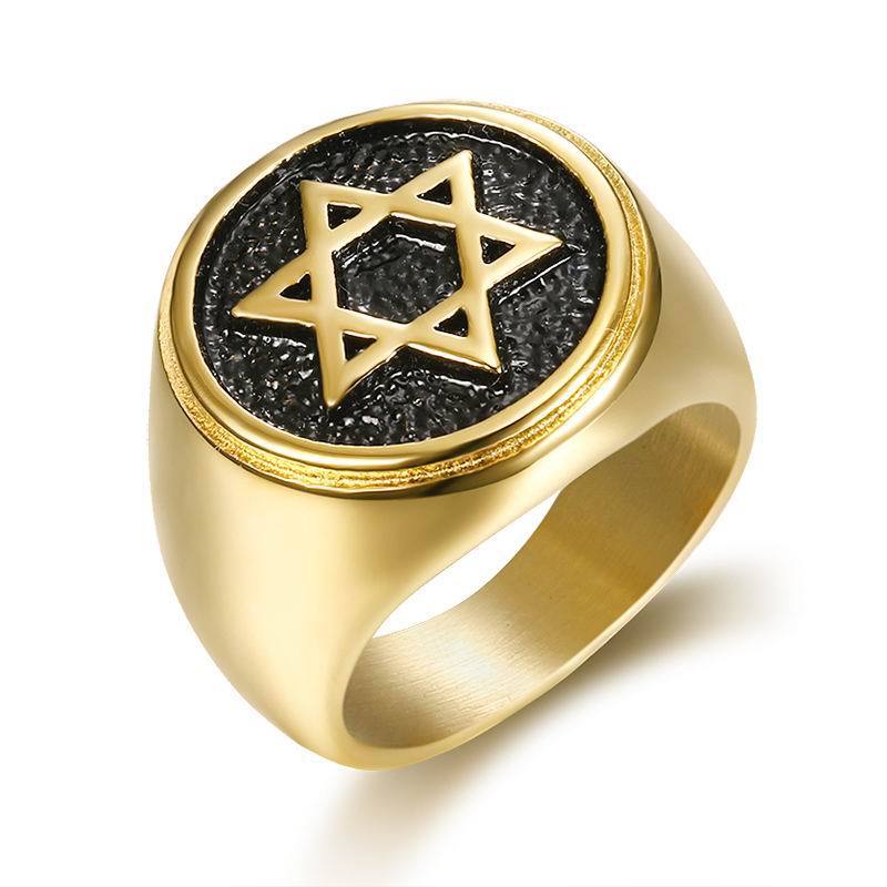 New Accessory Six-Pointed Star Ring Stainless Steel Men's Finger Ring