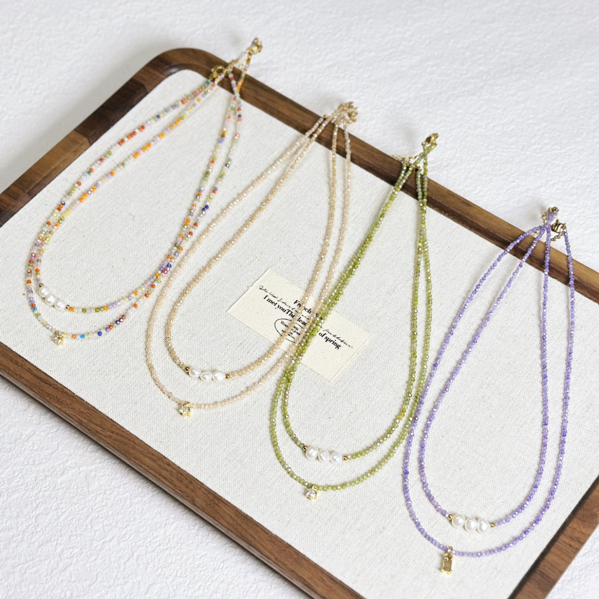 Minimalist Faceted Zircon Necklace Japanese Korean Style Beaded Necklace Simple Super Fairy Collarbone Chain